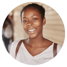 Smiling teenage girl wearing a backpack