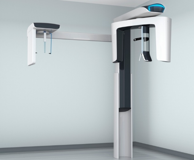 3 D cone beam imaging scanner in oral surgery office