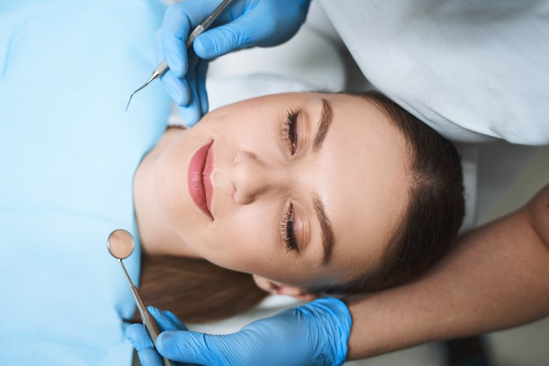 Woman relaxed in the dental chair